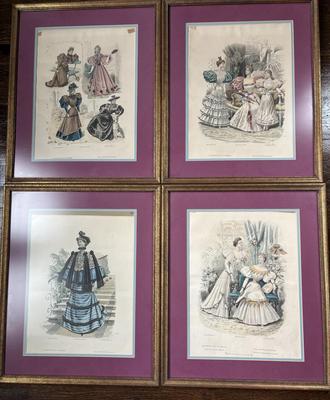 Lot 8MMM: Set of four antique fashion print