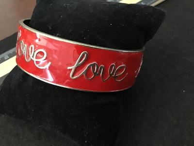 Red Enamel Love Bangle
