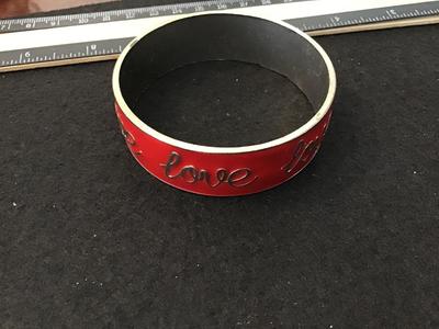 Red Enamel Love Bangle