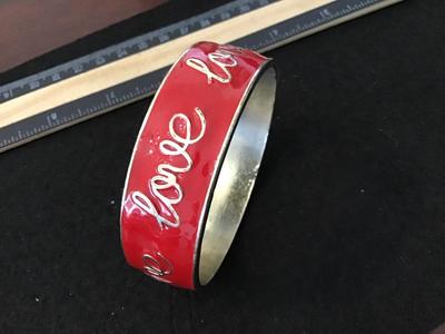 Red Enamel Love Bangle