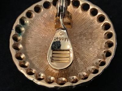 Monet White Glass Clip on Earrings