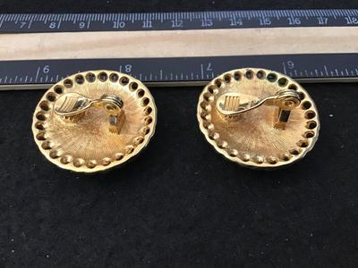 Monet White Glass Clip on Earrings