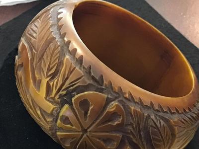 Vintage Wide Heavy Carved Bangle