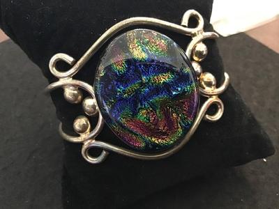 Dichroic Large Glass Silver Cuff