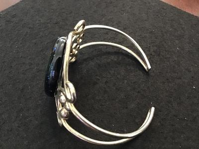 Dichroic Large Glass Silver Cuff