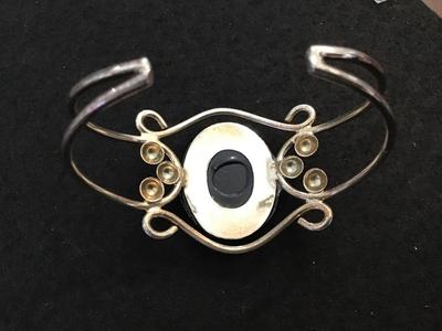 Dichroic Large Glass Silver Cuff