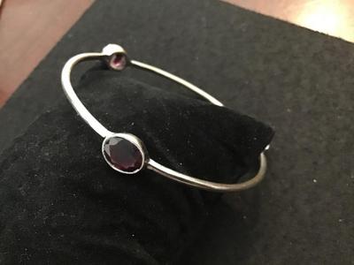 Garnet Bangle in Silver