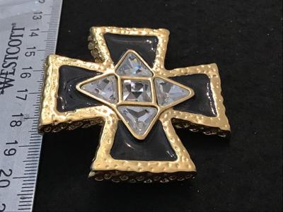 Rare St zJohns Large Maltese Cross Enamel Crystal Pendent/ Necklace Collectible
