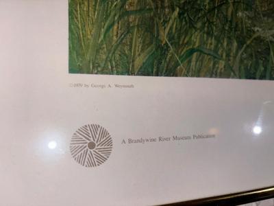 Lot Den920: 3 art pieces: Museum Print, Reverse glass painting mirror +
