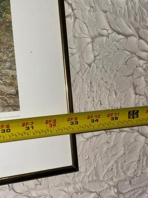 Lot Den920: 3 art pieces: Museum Print, Reverse glass painting mirror +