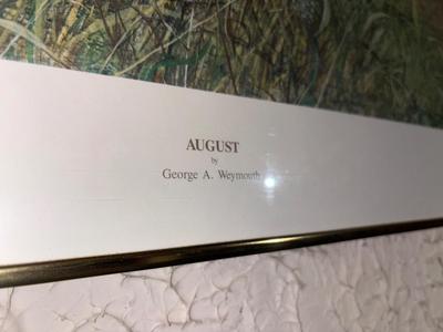 Lot Den920: 3 art pieces: Museum Print, Reverse glass painting mirror +
