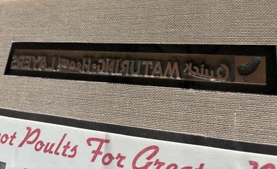 Lot xyz123: pair of vintage Hillpot hatcheries collectibles printing plate seal etc