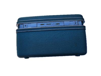 Vintage Samsonite Blue Hard Shell Travel Cosmetics Case With Silver Accents