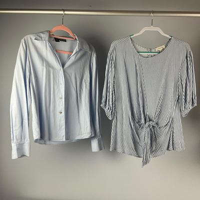 MB8299 Lot of Ladies Blue and White Blouses- Rafella, Vintage America, Banana Republic