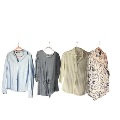 MB8299 Lot of Ladies Blue and White Blouses- Rafella, Vintage America, Banana Republic
