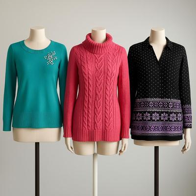 UBR8341 Lot of Three Ladies Talbots Sweater Pullovers