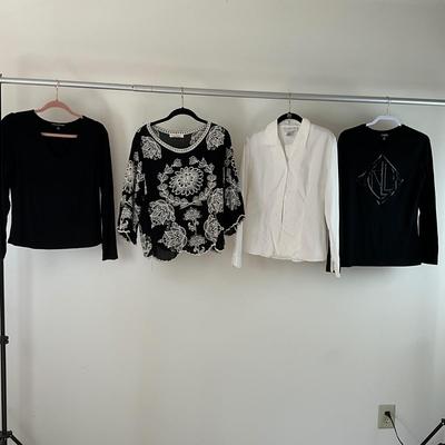 UBR8353 Lot of Ladies Black and White Tops- Lauren, Geoffery Beene, Solitare and more