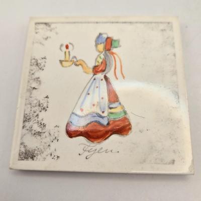 LOT 7: Two Sets of 6 Hand Painted H.C. Andersen Tile Coasters from Denmark
