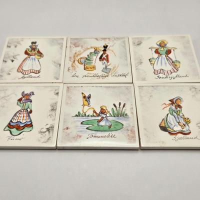 LOT 7: Two Sets of 6 Hand Painted H.C. Andersen Tile Coasters from Denmark