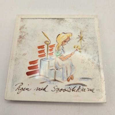 LOT 7: Two Sets of 6 Hand Painted H.C. Andersen Tile Coasters from Denmark