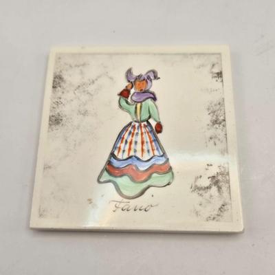 LOT 7: Two Sets of 6 Hand Painted H.C. Andersen Tile Coasters from Denmark
