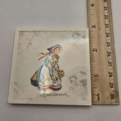LOT 7: Two Sets of 6 Hand Painted H.C. Andersen Tile Coasters from Denmark