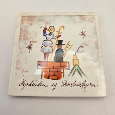 LOT 7: Two Sets of 6 Hand Painted H.C. Andersen Tile Coasters from Denmark