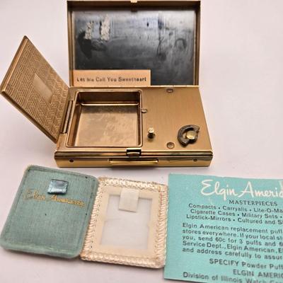 LOT 10: Elgin American Vintage 1940s/50s Cosmetic Powder Compact with Music Box