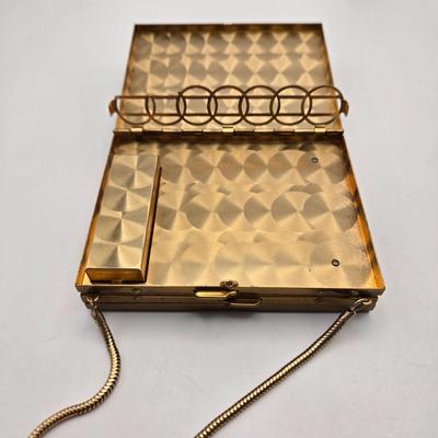 LOT 11: Vintage 1950s Mother of Pearl Vanity Evening Purse with Built in Lipstick Compact and "Tortoise Shell" Comb &...