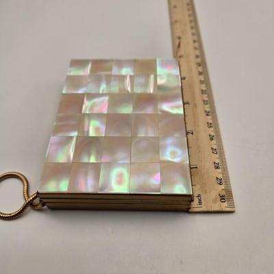 LOT 11: Vintage 1950s Mother of Pearl Vanity Evening Purse with Built in Lipstick Compact and "Tortoise Shell" Comb &...