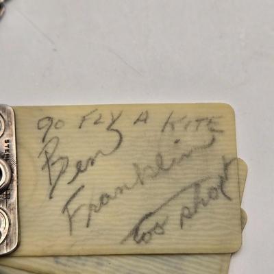 LOT 12: Antique Sterling Silver Chatelaine with Pen, Note Pad, Coin Holder, and Toothpick Holder (70 GTW)