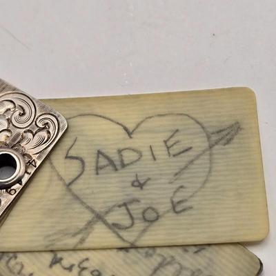 LOT 12: Antique Sterling Silver Chatelaine with Pen, Note Pad, Coin Holder, and Toothpick Holder (70 GTW)