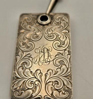 LOT 12: Antique Sterling Silver Chatelaine with Pen, Note Pad, Coin Holder, and Toothpick Holder (70 GTW)