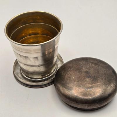 LOT 14: Antique Sterling Silver Collapsible Travel Cup (56.9 grams)
