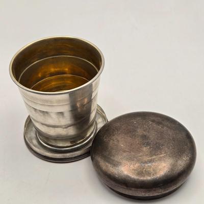 LOT 14: Antique Sterling Silver Collapsible Travel Cup (56.9 grams)