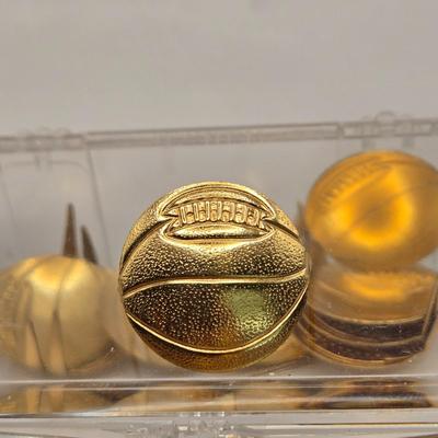 LOT 20: Vintage Letterman Jacket Gold Tone Pins in Multiple Sports