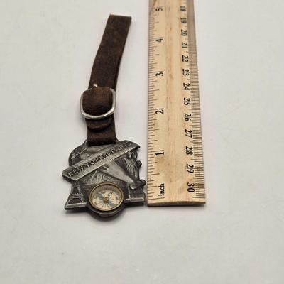 LOT 21: 1927 N.Y. to Paris Compass with Leather Strap Commemorating Charles Lindbergh's Flight