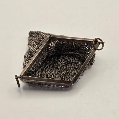 LOT 25: Antique Art Nouveau Silver Toned Lorgnette, Silver Tone Folding Spectacles, Silver Toned Mesh Change Purse, Denmark Silver Plated...