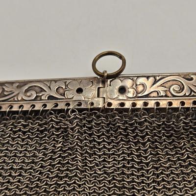 LOT 25: Antique Art Nouveau Silver Toned Lorgnette, Silver Tone Folding Spectacles, Silver Toned Mesh Change Purse, Denmark Silver Plated...