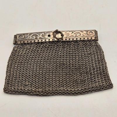 LOT 25: Antique Art Nouveau Silver Toned Lorgnette, Silver Tone Folding Spectacles, Silver Toned Mesh Change Purse, Denmark Silver Plated...