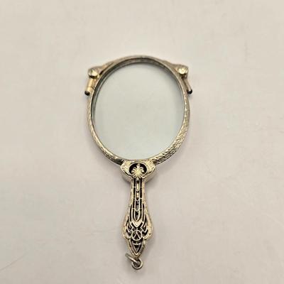 LOT 25: Antique Art Nouveau Silver Toned Lorgnette, Silver Tone Folding Spectacles, Silver Toned Mesh Change Purse, Denmark Silver Plated...