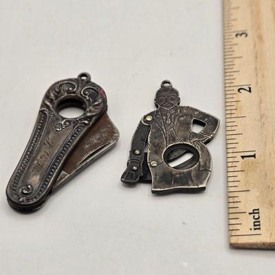 LOT 26: Two Antique Cheroot or Cigar Cutters/ One Marked Sterling Silver