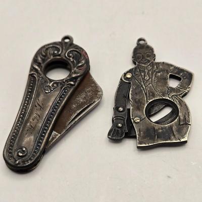 LOT 26: Two Antique Cheroot or Cigar Cutters/ One Marked Sterling Silver