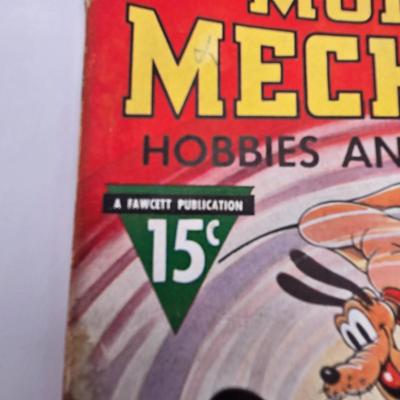 LOT 29: January 1937 Modern Mechanix Magazine, Vintage 1950s,60s Rubber Mickey Mouse Squeak Toy, Celluloid Mickey Mouse Doll, Marx Toys...