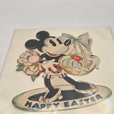 LOT 31: Everyone's Favorite Sweethearts! Vintage Material Panel, Vintage Minnie & Mickey Dolls, Easter & Valentine Cards,...