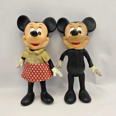 LOT 31: Everyone's Favorite Sweethearts! Vintage Material Panel, Vintage Minnie & Mickey Dolls, Easter & Valentine Cards,...