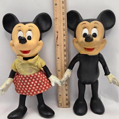 LOT 31: Everyone's Favorite Sweethearts! Vintage Material Panel, Vintage Minnie & Mickey Dolls, Easter & Valentine Cards,...