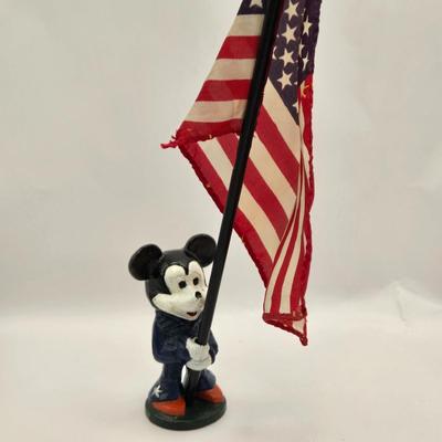 LOT 32: Vintage Stuffed Mickey Mouse Doll, Pencil Sharpener, Bendable Mickey Mouse, Mickey Holding American Flag, 1983 Coca-Cola...