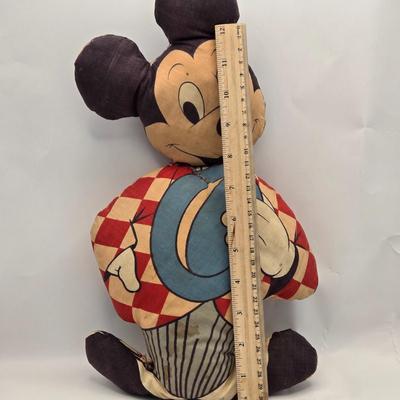 LOT 32: Vintage Stuffed Mickey Mouse Doll, Pencil Sharpener, Bendable Mickey Mouse, Mickey Holding American Flag, 1983 Coca-Cola...