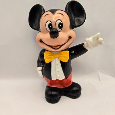 LOT 33: The Mouse, the Myth, the Legend: April 6, 1971 Look Magazine, Vintage Plastic Mickey Mouse Toy and Bank, Illco Wind-up Mickey...